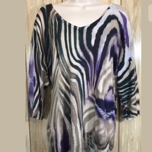 CHICO'S Sz 0 V-Neck Animal Print Sweater Top